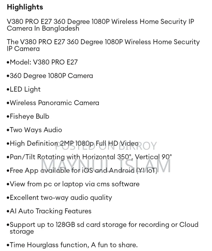 V380 Pro Camera