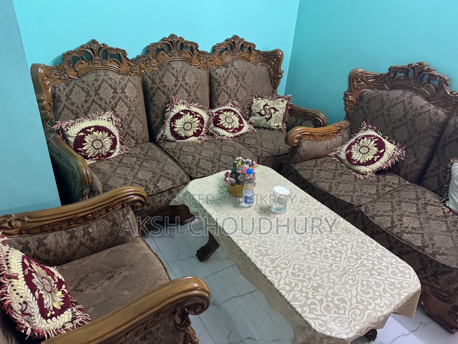 7-Seater Teak Wood Sofa
