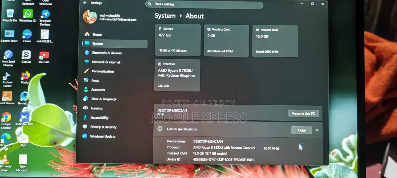 Laptop Lenovo IdeaPad 1 16GB AMD Ryzen 5 SSD 512GB