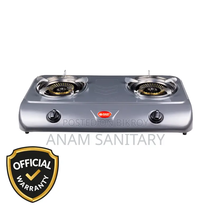 Gazi HTG-2090A Stainless Steel Double Burner Gas Stove NG/LPG