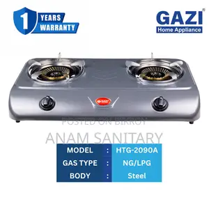 Gazi HTG-2090A Stainless Steel Double Burner Gas Stove NG/LPG