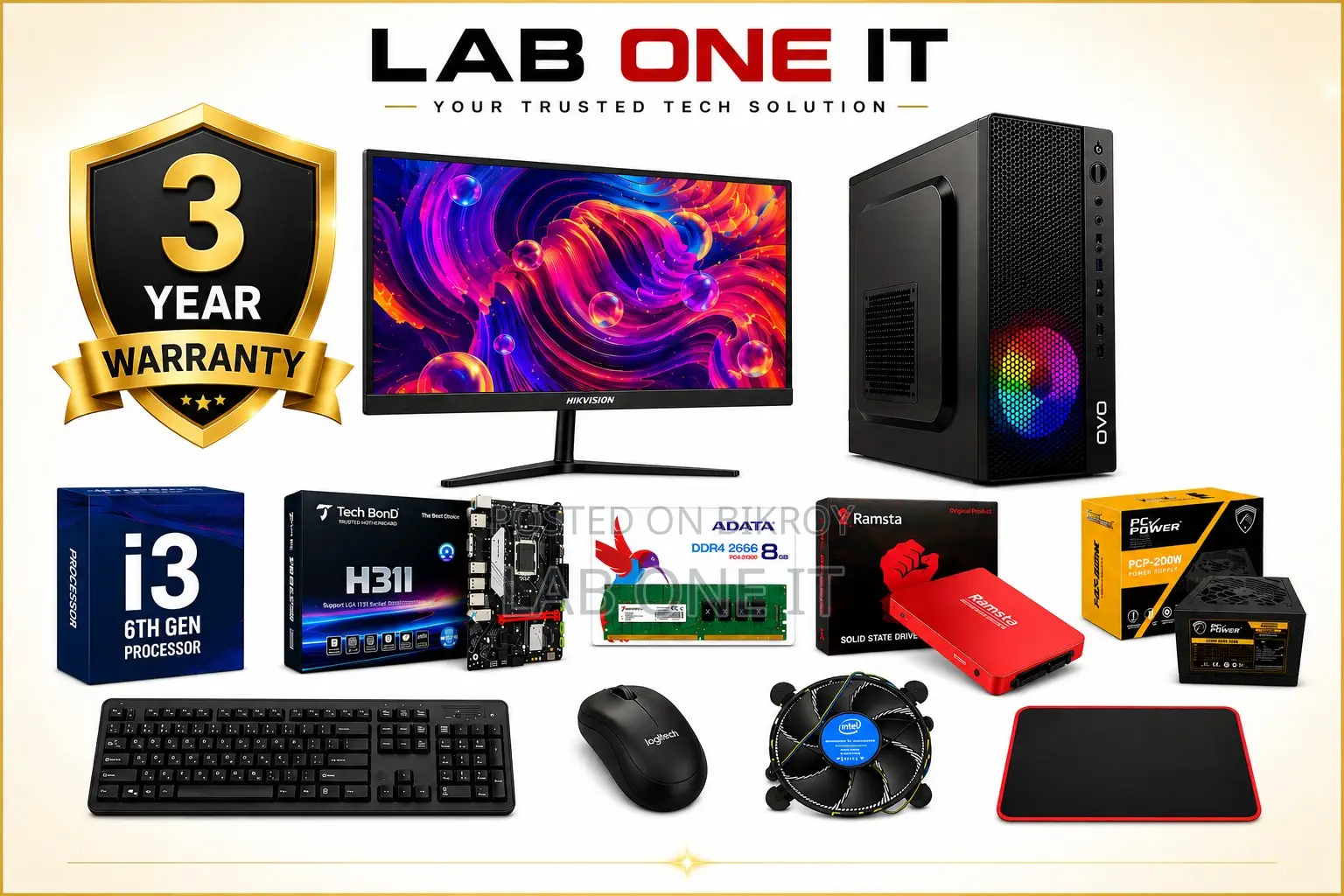 New Desktop Computer 8GB Intel Core I3 SSD 128GB