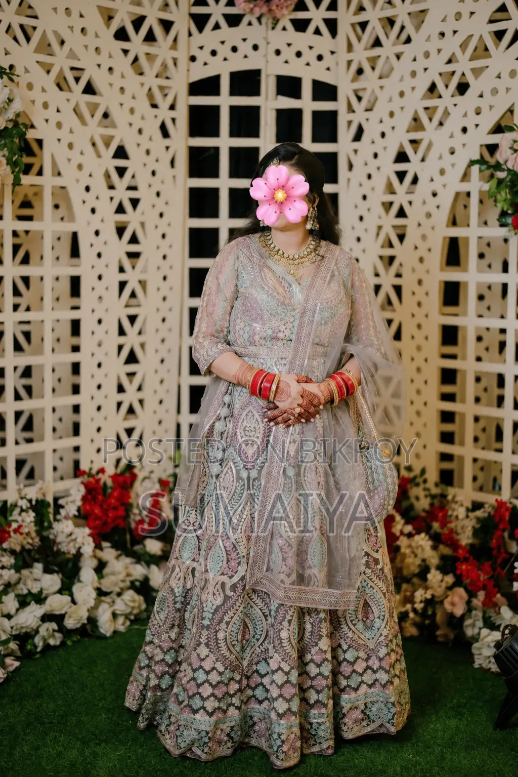 Indian Designer Embroidered Lehenga With Matching Stylish Potli Bag