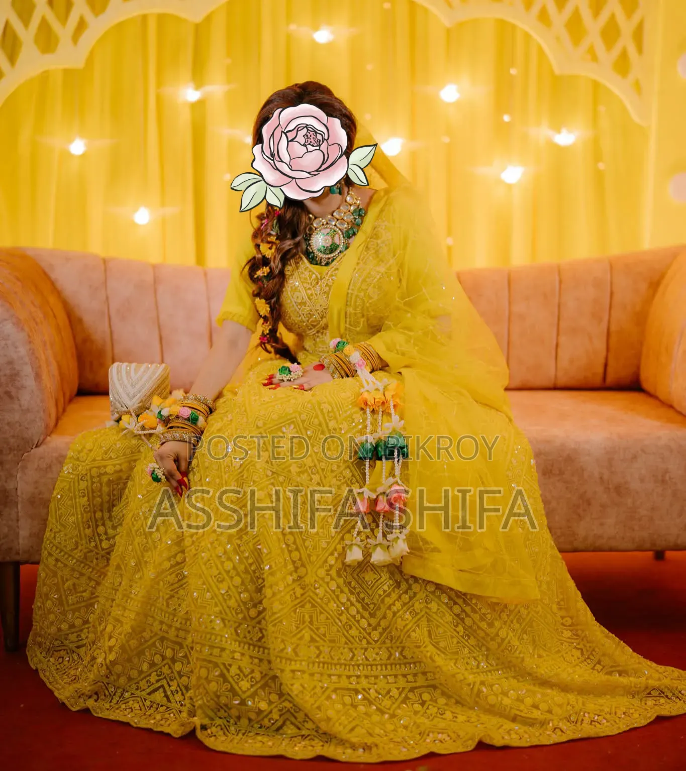 ভারতীয় হলুদ ব্রাইডাল লেহেঙ্গা