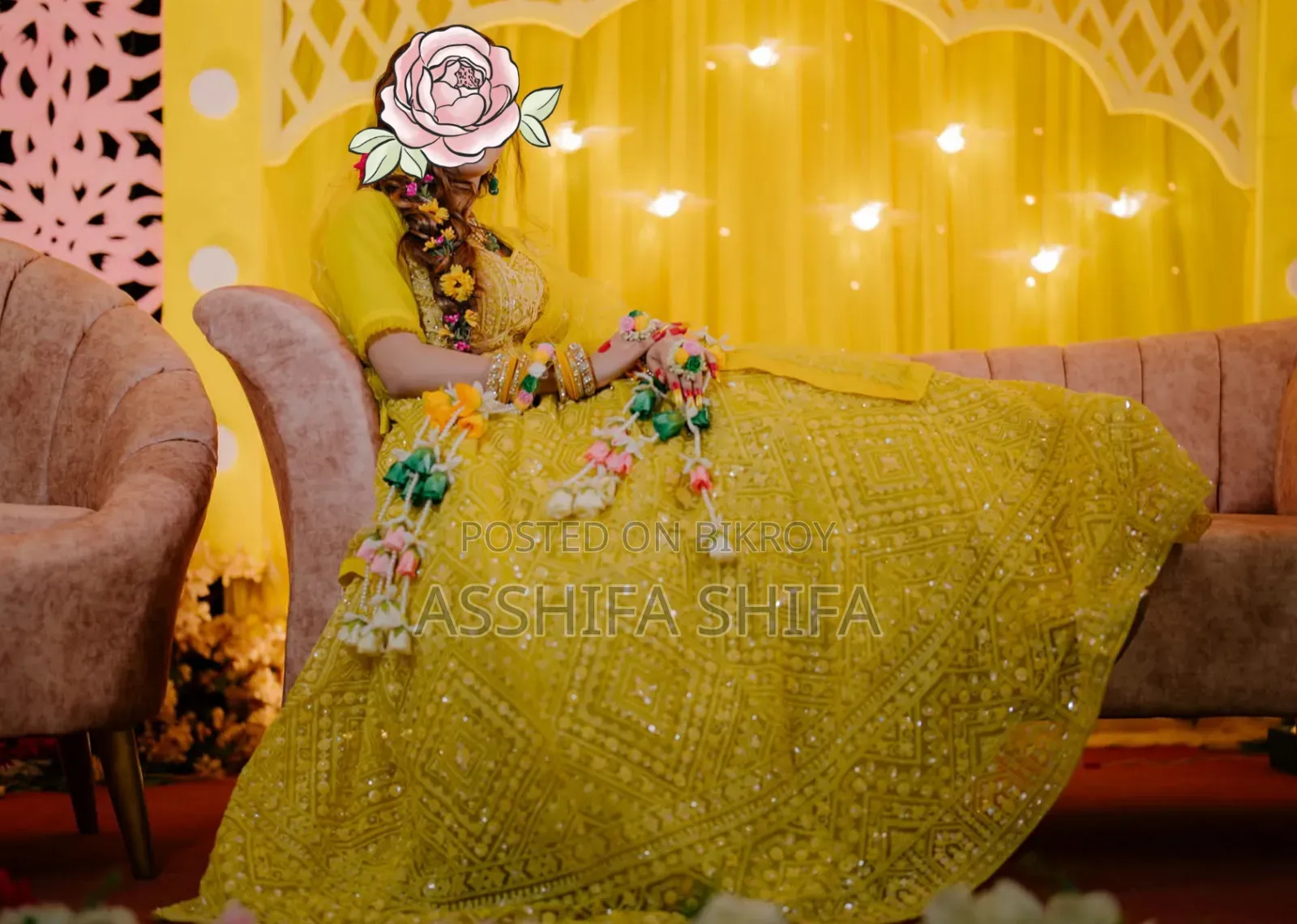 ভারতীয় হলুদ ব্রাইডাল লেহেঙ্গা