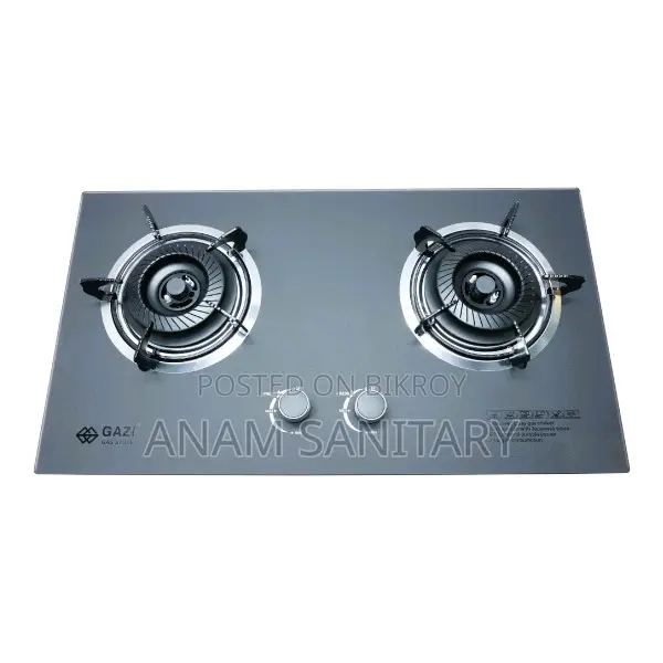 Gazi TG-204 LPG Smiss Double Burner Glass Body Gas Stove(For Cylinder)