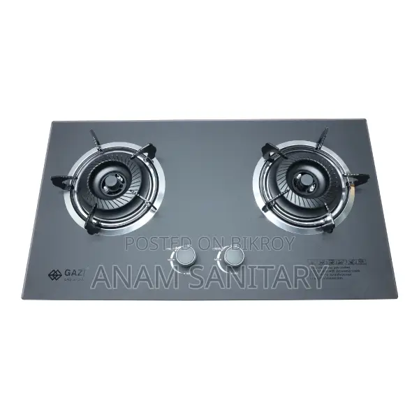 Gazi TG-204 LPG Smiss Double Burner Glass Body Gas Stove(For Cylinder)