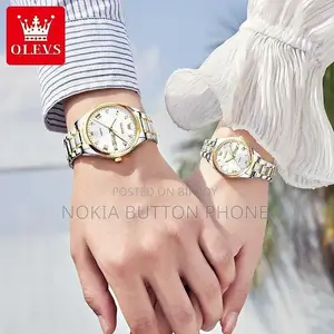 Olevs 5563 Couple Watch Two Tone Chain (White Dial)