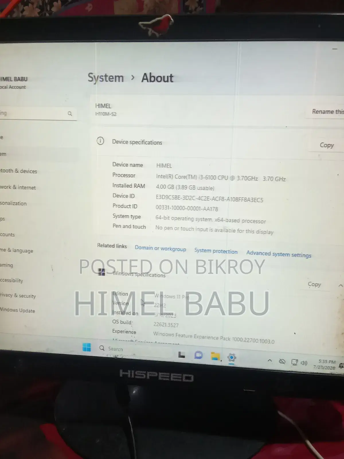 Desktop Computer 4GB Intel Core I3 SSD 128GB