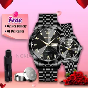 Olevs Stainless Steel Fashionable Couple Watches Full Black