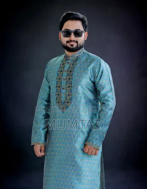 Sky Blue Color Katan Panjabi
