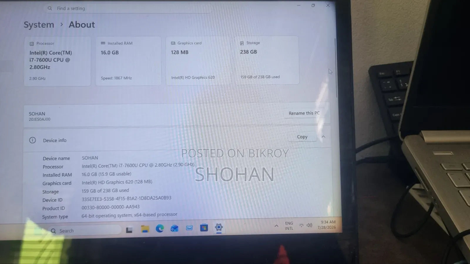 Laptop Lenovo ThinkPad Yoga 16GB Intel Core I7 SSD 256GB
