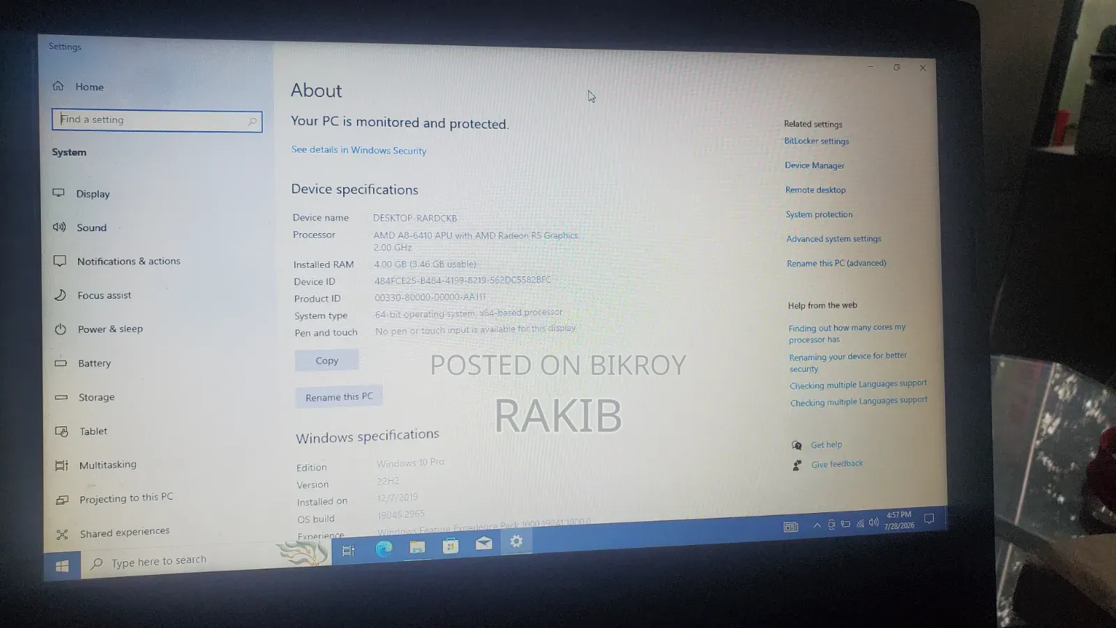 Laptop Lenovo G40 4gb Amd Ryzen 5 HDD 1t