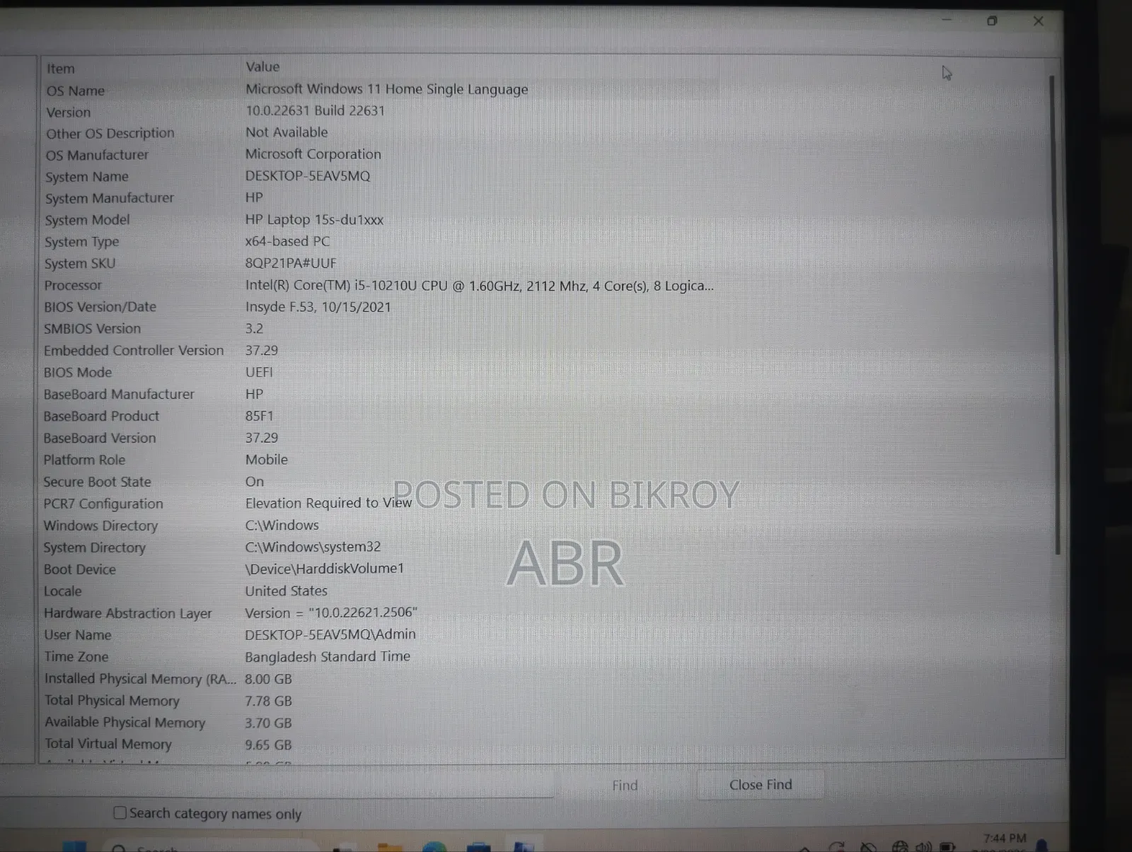 Laptop HP 15s 8GB RAM Intel Core i5 500GB SSD