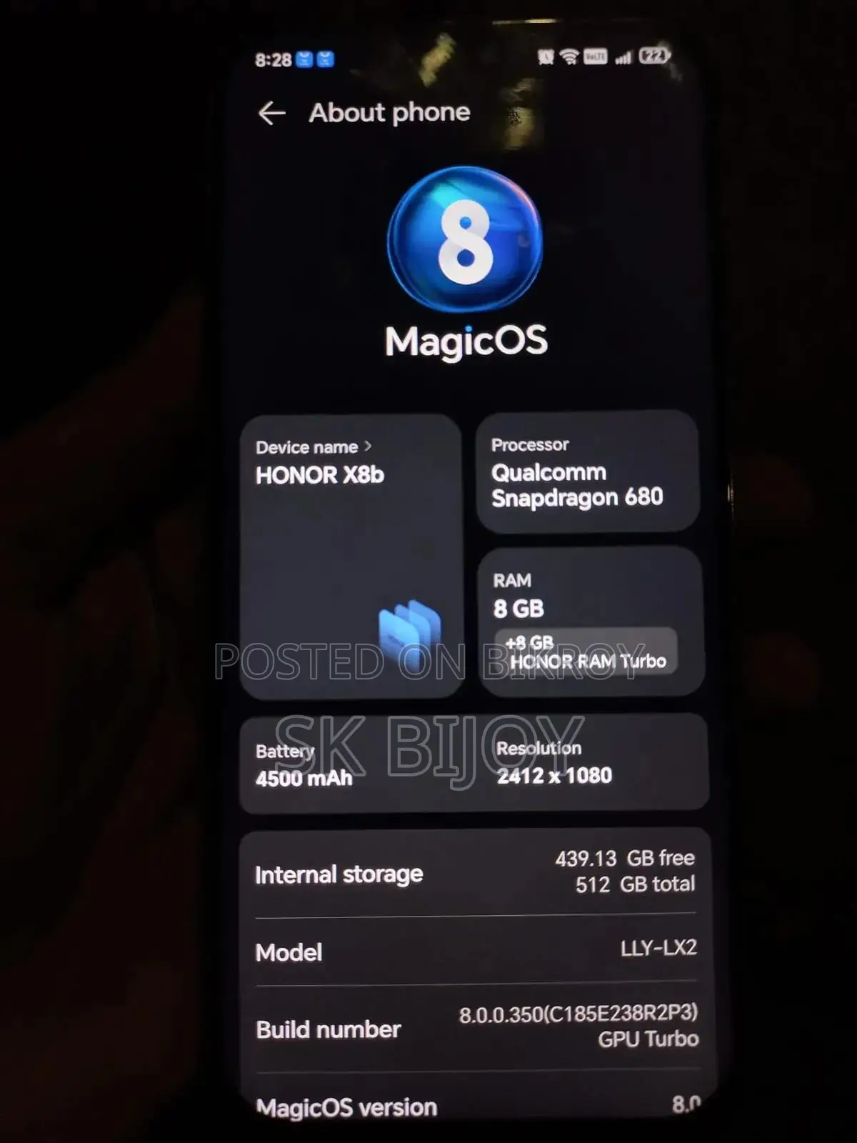 Honor X8b ১২৮ জিবি গ্রিন