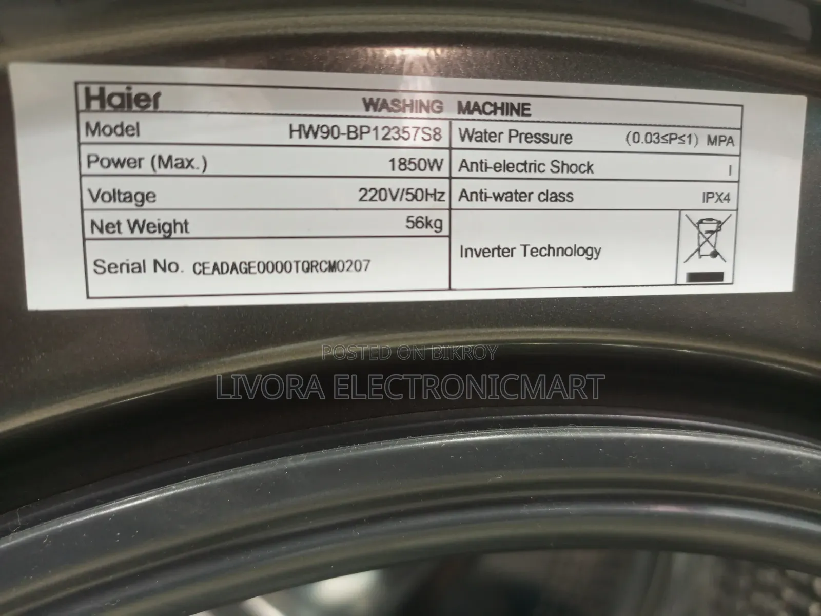 Haier Front Loading Washing Machine 9 Kg