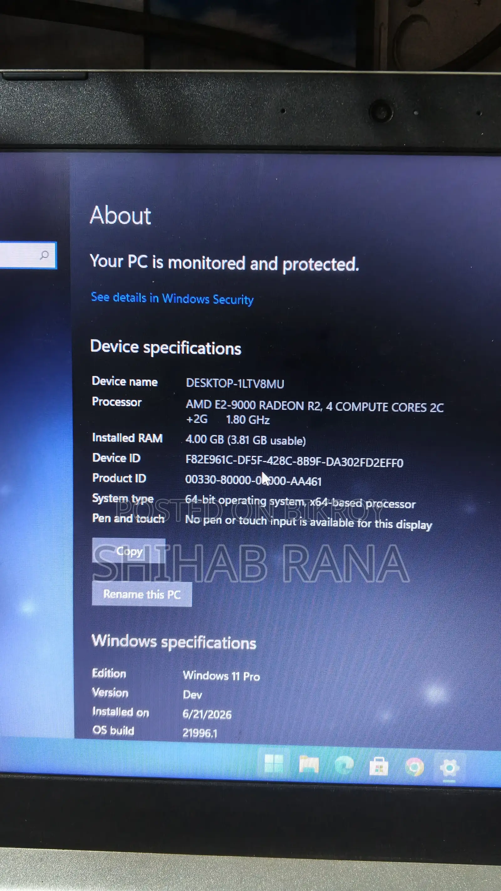 Laptop Lenovo 4gb Amd Ryzen SSD 128gb