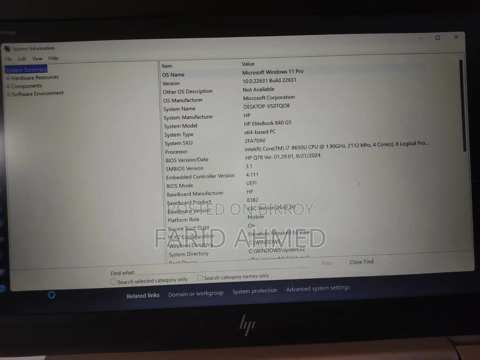 Laptop HP EliteBook 840 G5 8GB Intel Core I7 SSD 256GB