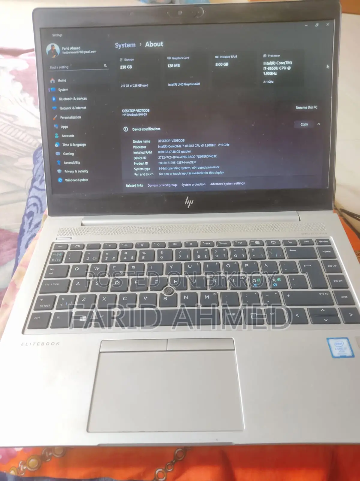 Laptop HP EliteBook 840 G5 8GB Intel Core I7 SSD 256GB
