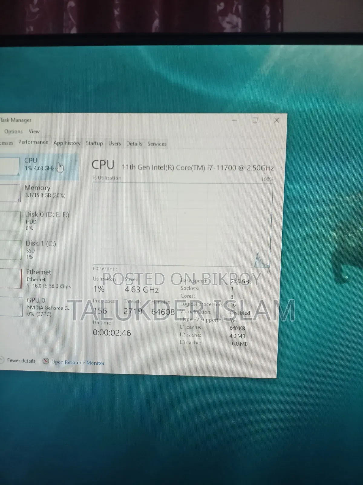 Desktop Computer 16GB Intel Core i7 HDD+SSD 3TB