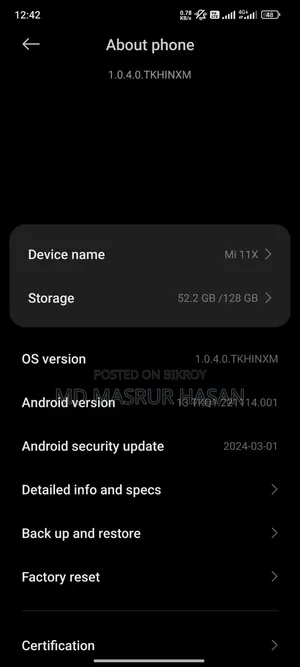 Xiaomi Mi 11X 128 GB Black