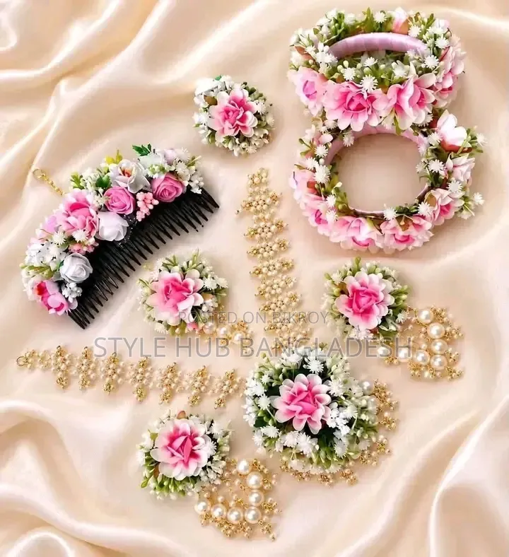 Bridal Floral Jewelry Set | Wedding Mehendi Flower Jewellery
