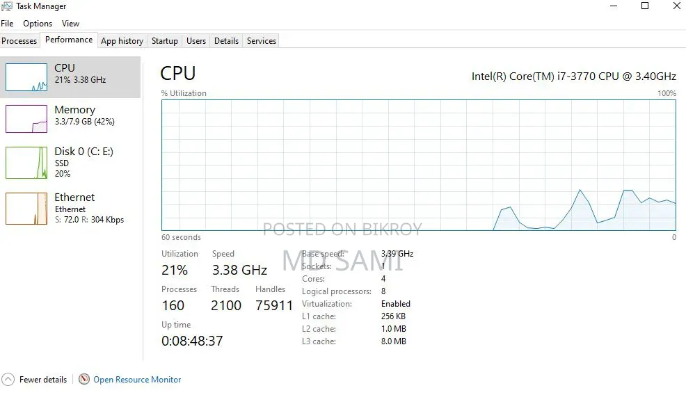Desktop Computer 8GB Intel Core I7 SSD 128GB