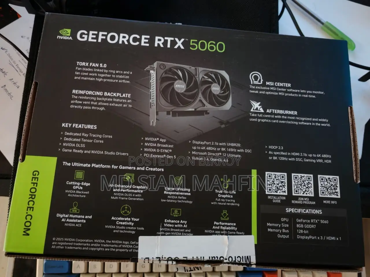 Msi Geforce RTX 5060 8g Shadow 2x Oc Gddr7 for Sale