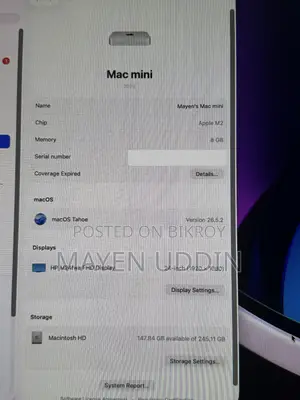 Desktop Computer Apple Mac Mini M2 8GB Apple M2 SSD 256GB