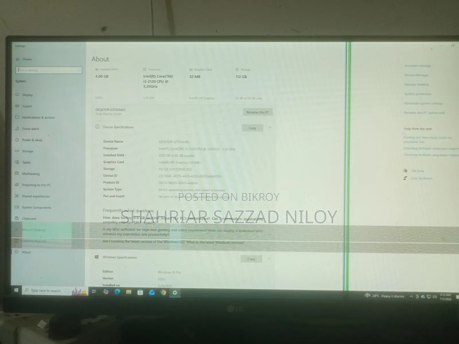 Desktop Computer 4GB Intel SSD 128GB