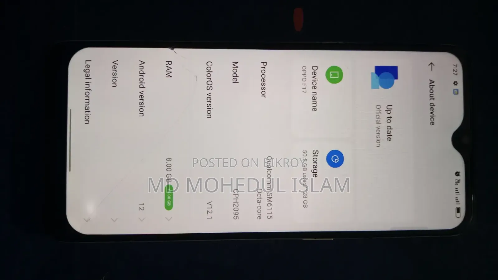 অপ্পো এফ১৭ প্রো ১২৮ জিবি হোয়াইট