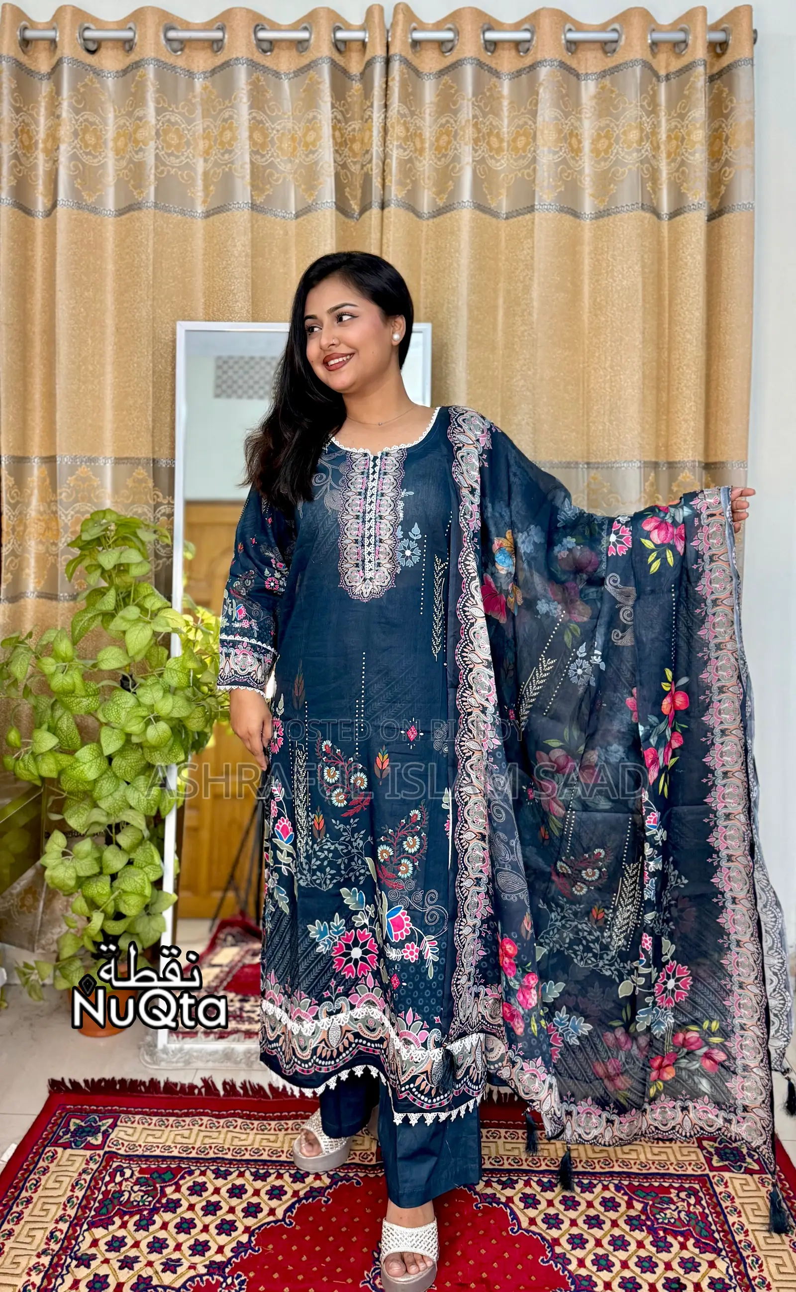 নারীদের জন্য প্রিমিয়াম পাকিস্তানি স্টাইল সেলাই করা ৩ পিস লন ড্রেস