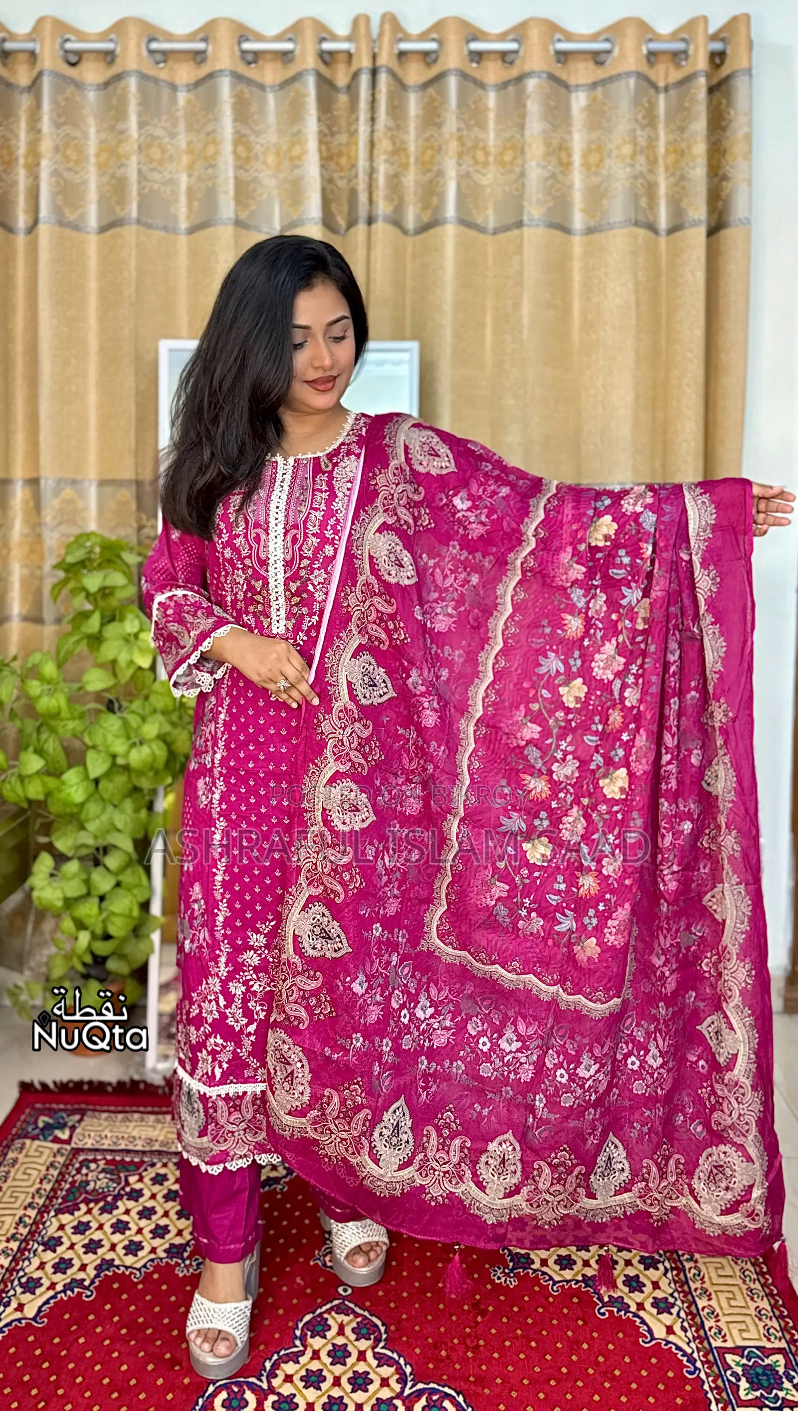 নারীদের জন্য প্রিমিয়াম পাকিস্তানি স্টাইল সেলাই করা ৩ পিস লন ড্রেস