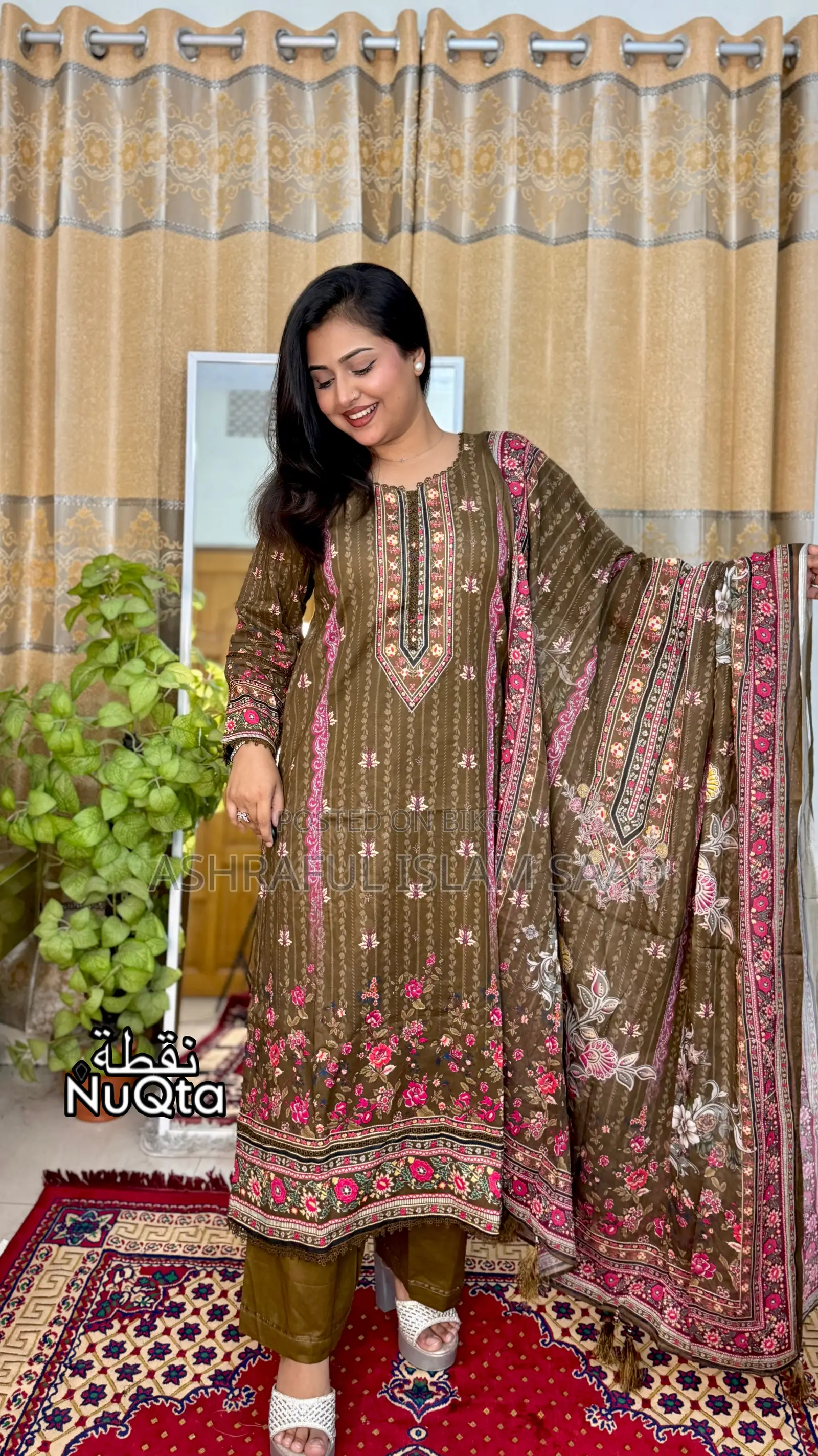 নারীদের জন্য প্রিমিয়াম পাকিস্তানি স্টাইল সেলাই করা ৩ পিস লন ড্রেস