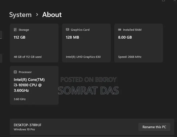 Desktop Computer 8GB Intel Core I3 HDD+SSD 128GB