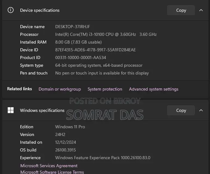 Desktop Computer 8GB Intel Core I3 HDD+SSD 128GB