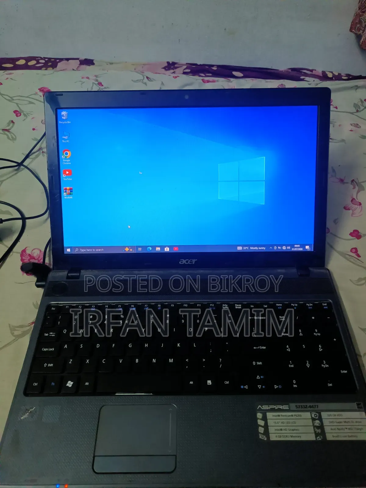 Laptop Acer Aspire 5733Z 6GB Intel Pentium SSD 128GB