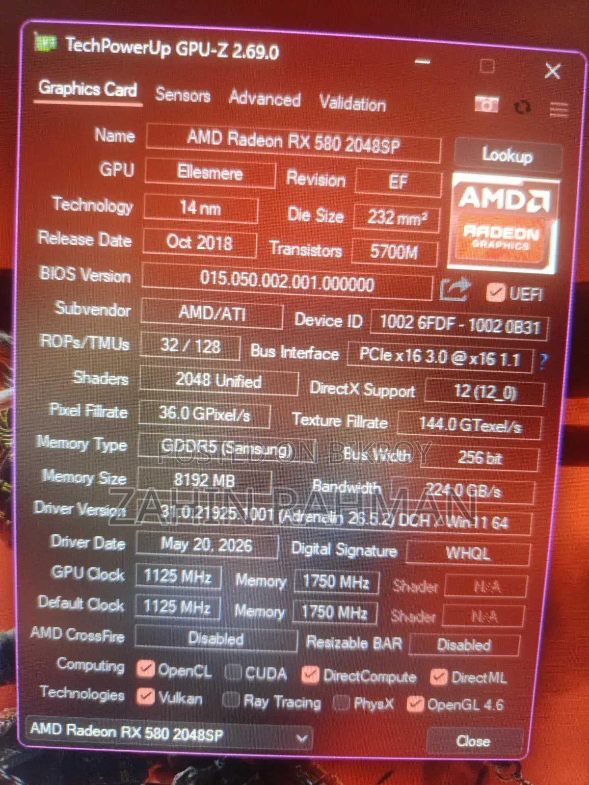 RX 580 8G 256Bit Dual Fans Gaming Graphics Card