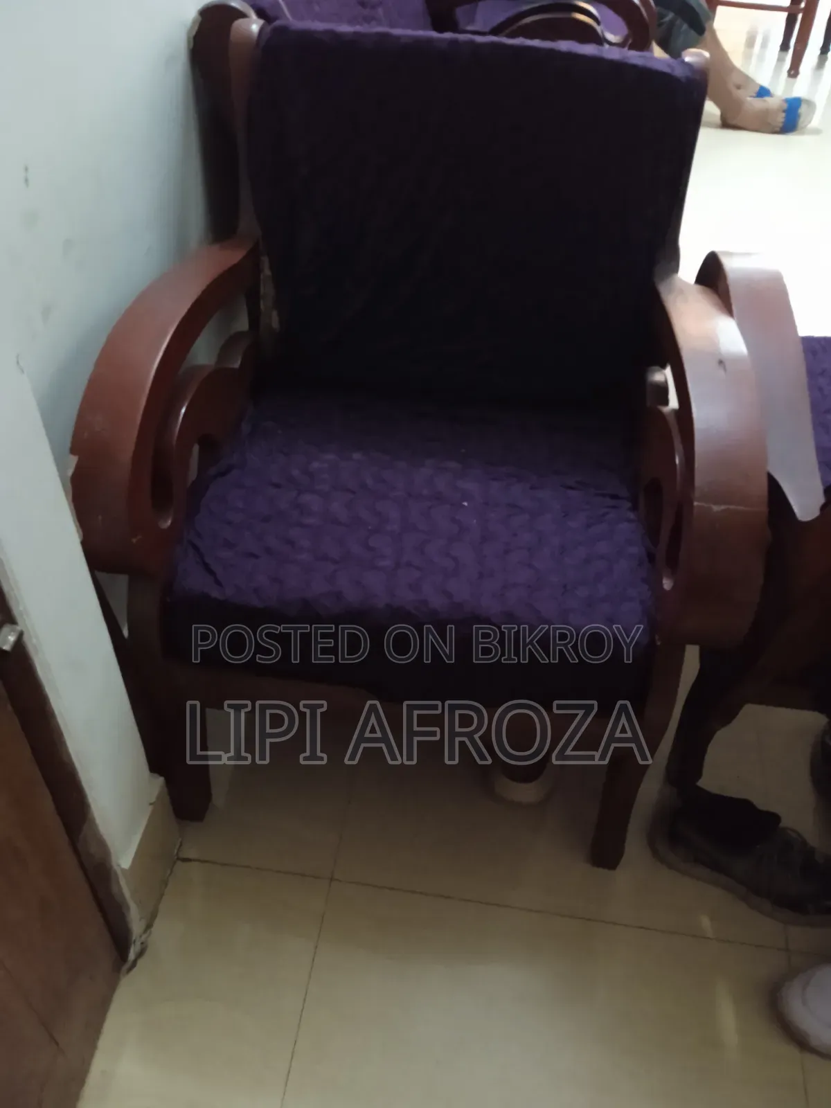 6 Original Teak Wood Sofas and Mahogany Wood Chairs for Sale