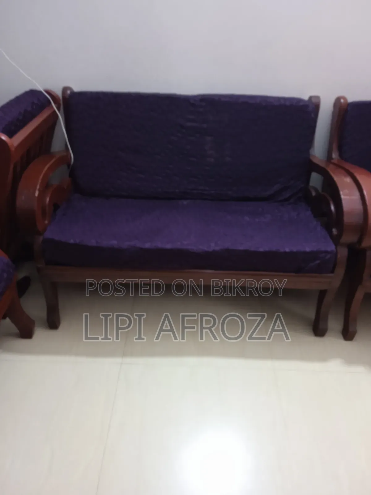 6 Original Teak Wood Sofas and Mahogany Wood Chairs for Sale