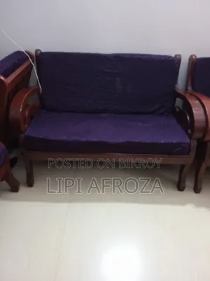 6 Original Teak Wood Sofas and Mahogany Wood Chairs for Sale