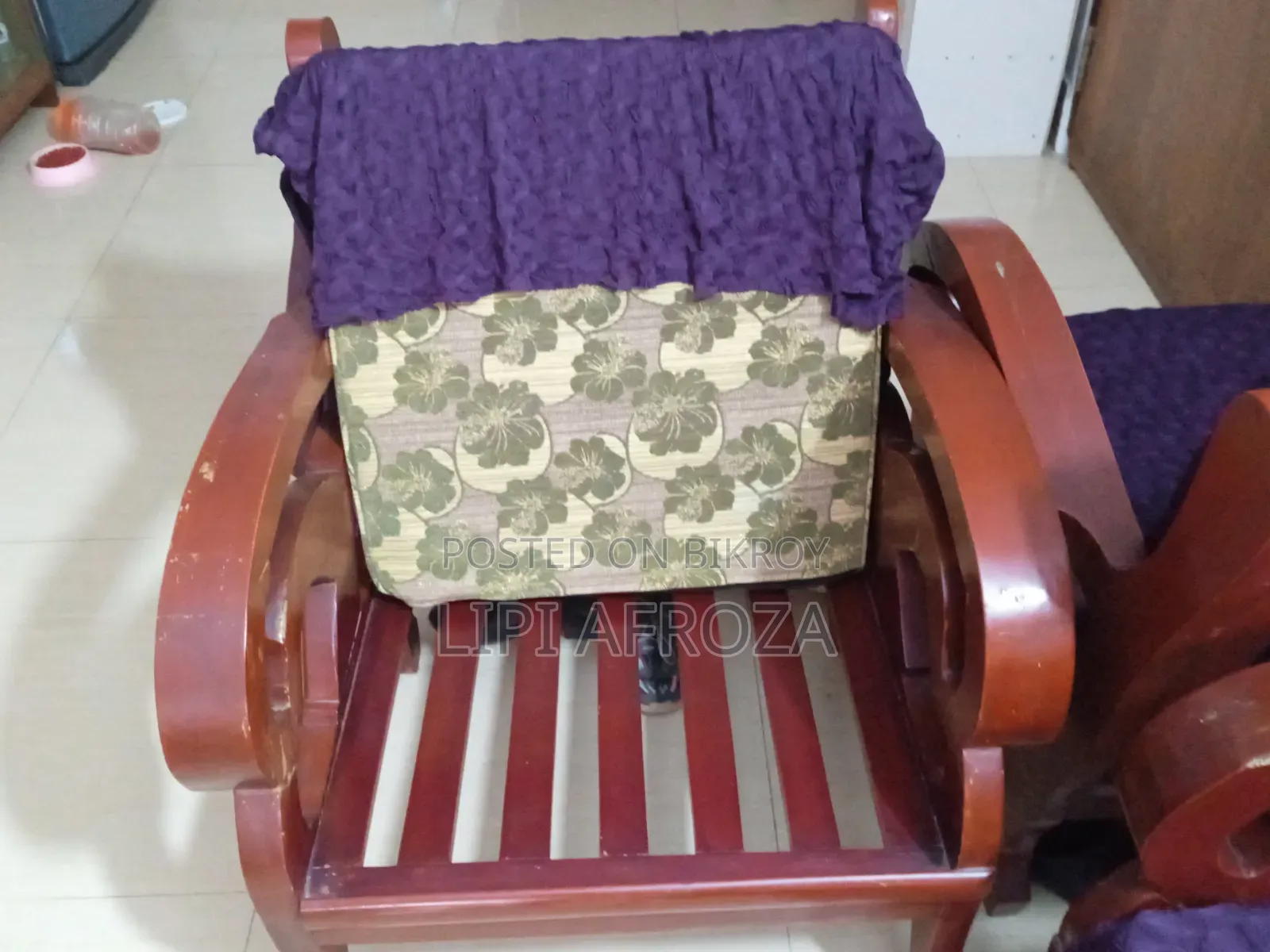 6 Original Teak Wood Sofas and Mahogany Wood Chairs for Sale