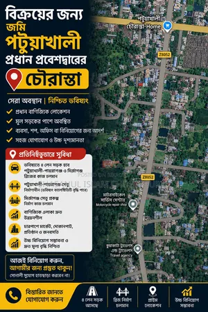 পটুয়াখালী প্রধান প্রবেশদ্বার চৌরাস্তার কাছে জমি বিক্রয় |