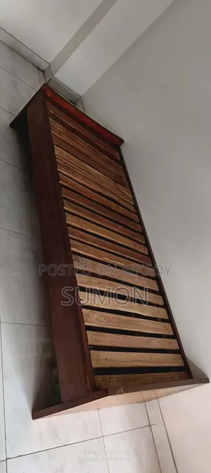 Single Segun Wood Bed With Cotton Mattress and Mattress Pad