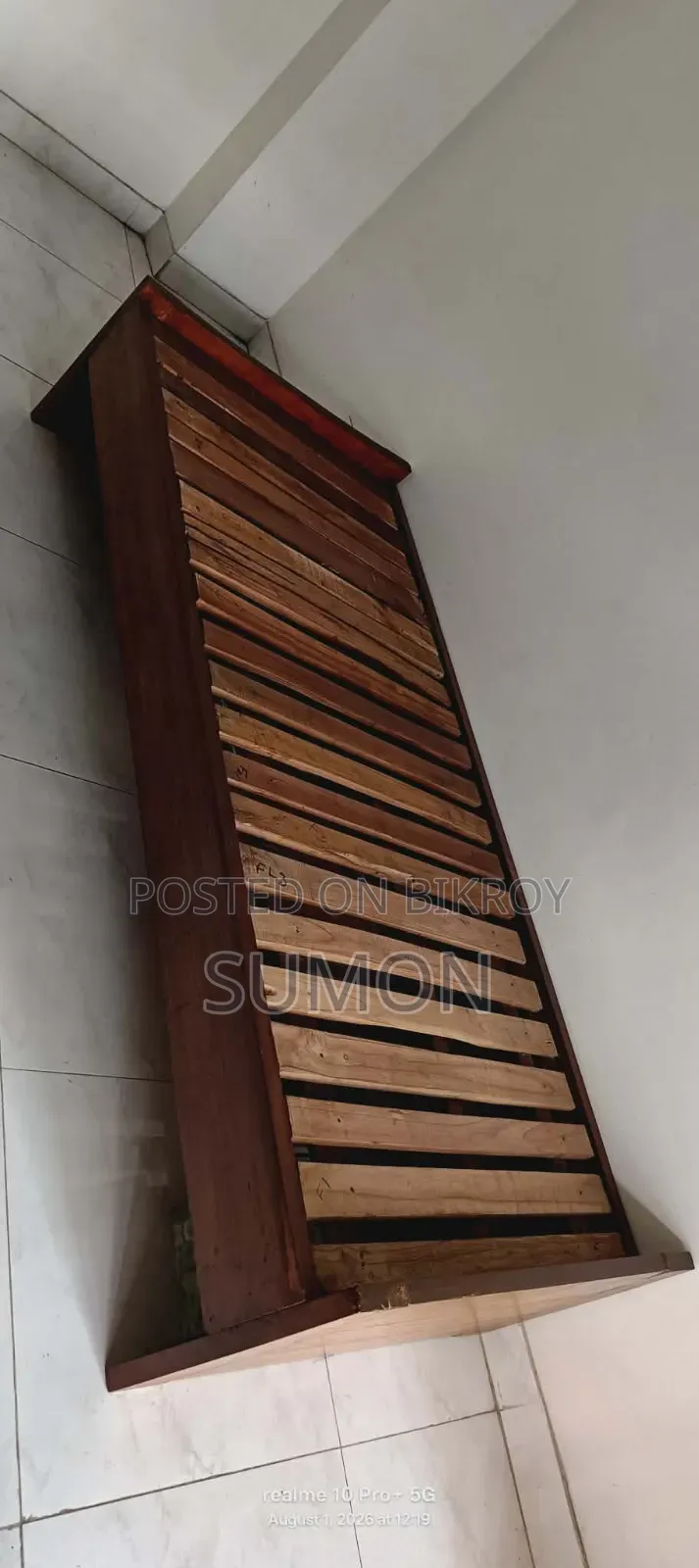Single Segun Wood Bed With Cotton Mattress and Mattress Pad