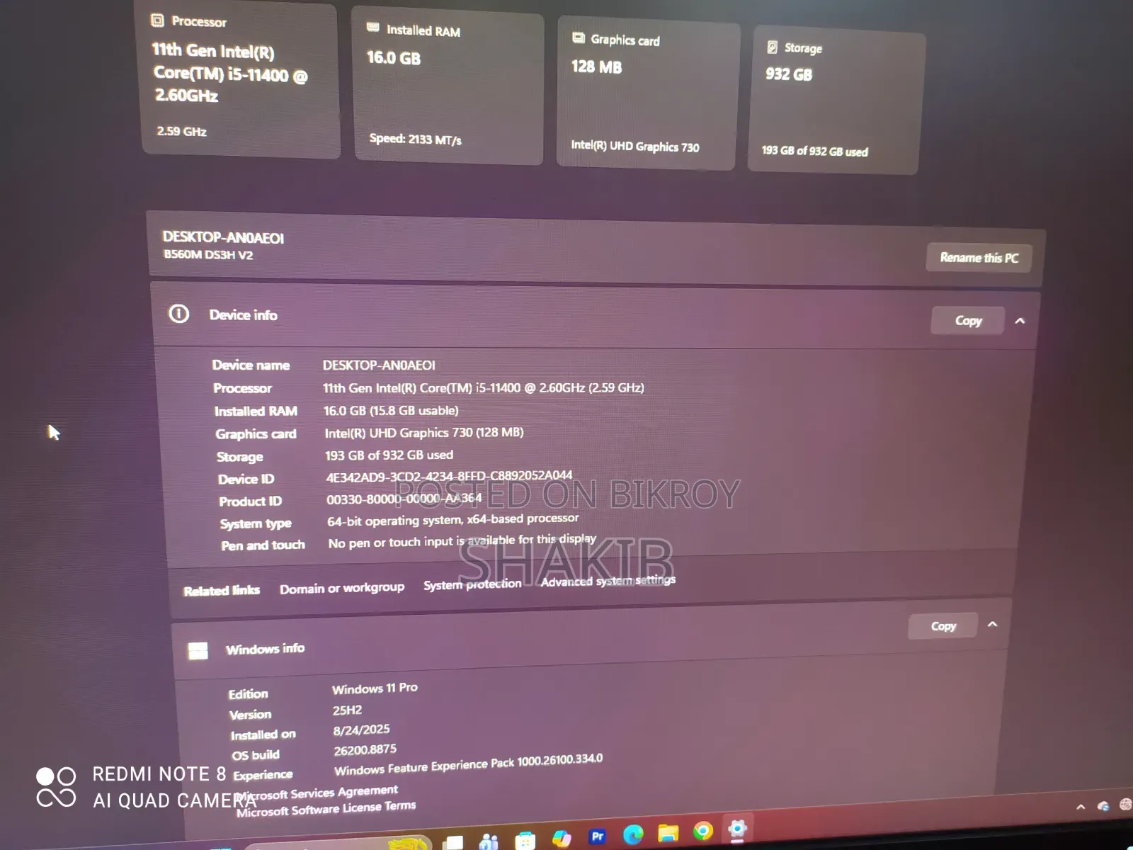 Desktop Computer Gigabyte 16GB Intel Core I5 SSD 1T