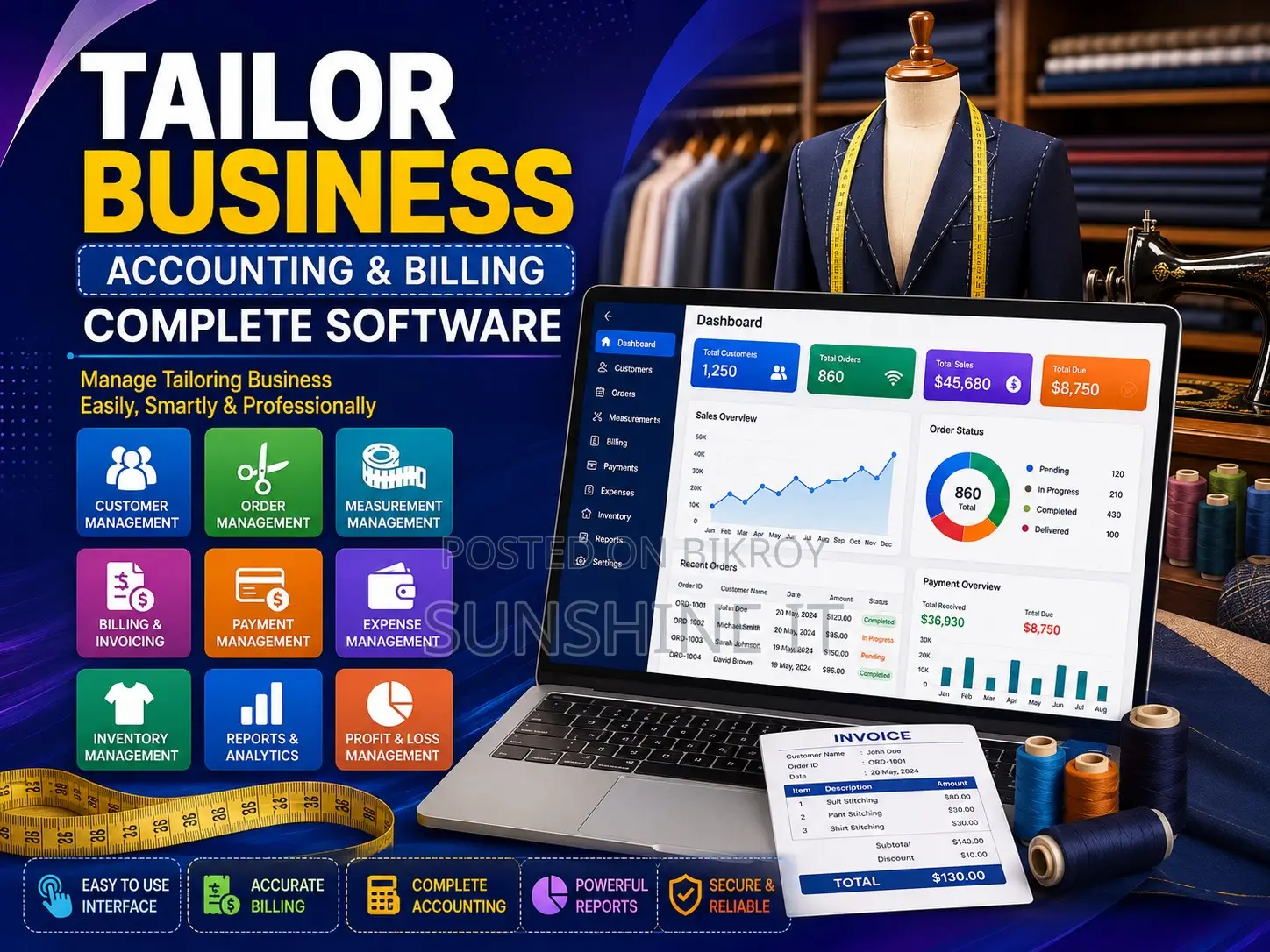 Tailor Business Accounting Billing Complete Software
