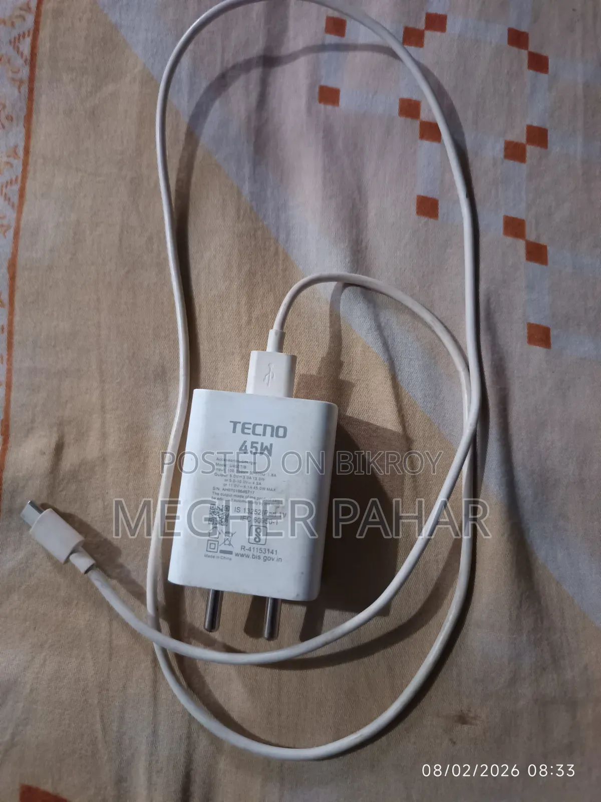 Tecno 45 W Charger