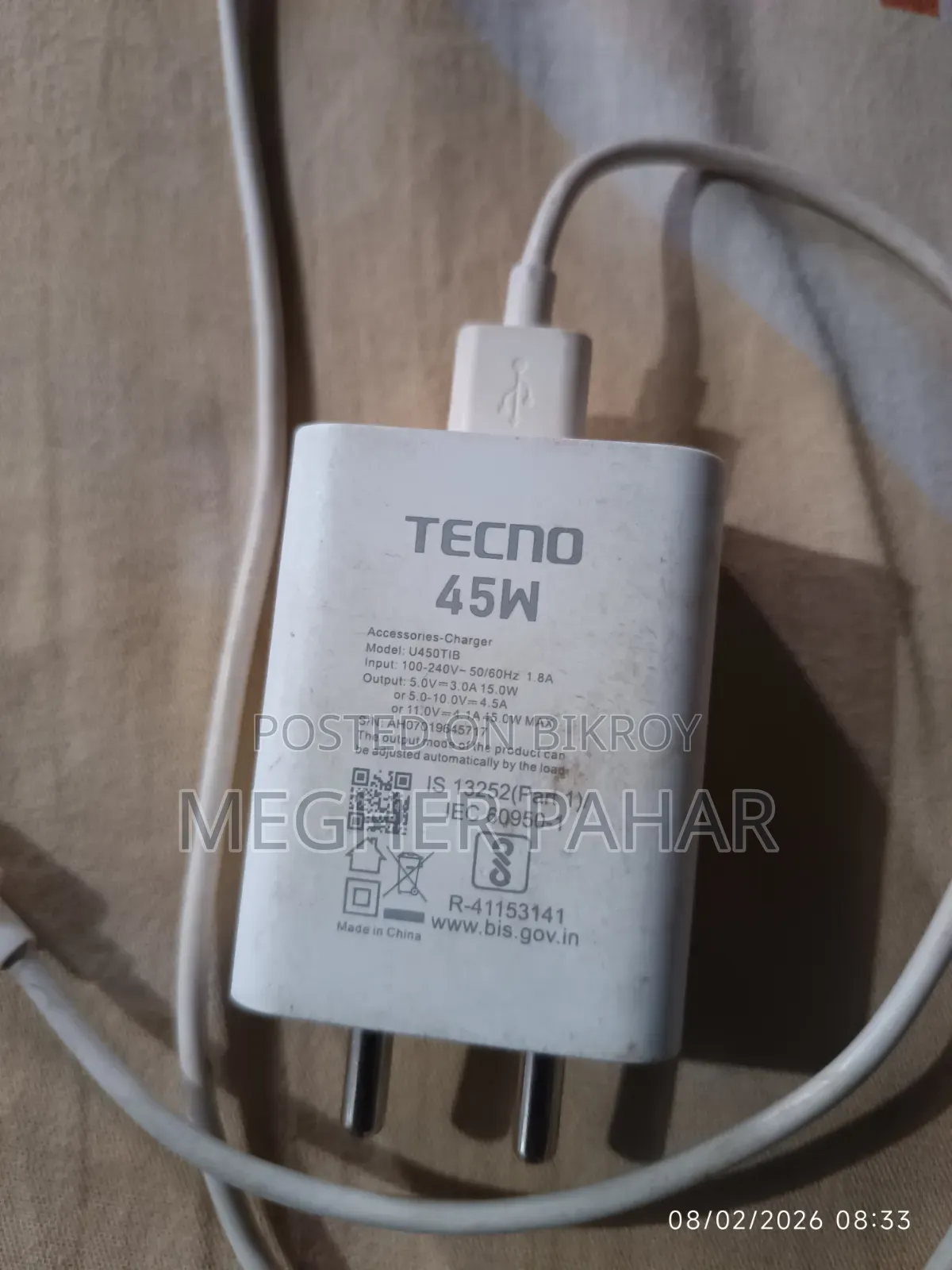 Tecno 45 W Charger