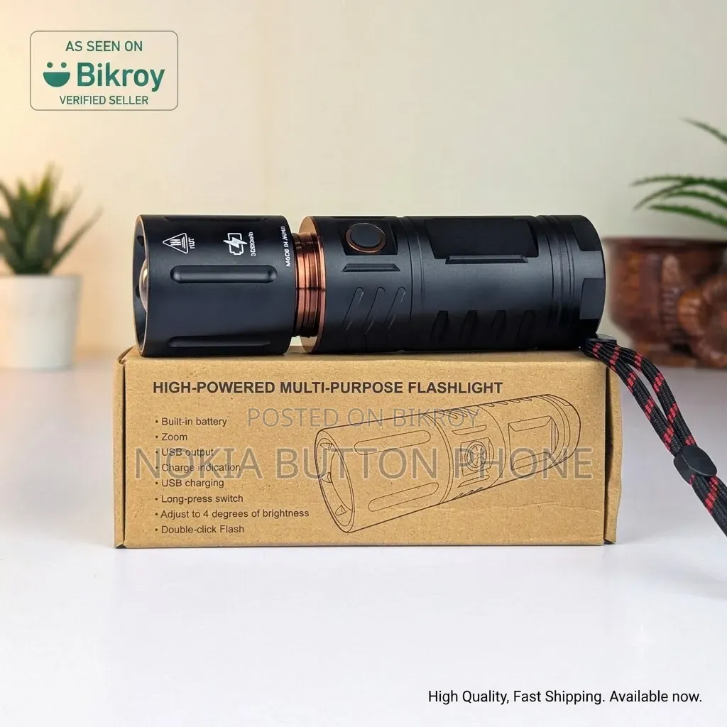 Rechargeable LED Flashlight With Telescopic Zoom Power Bank